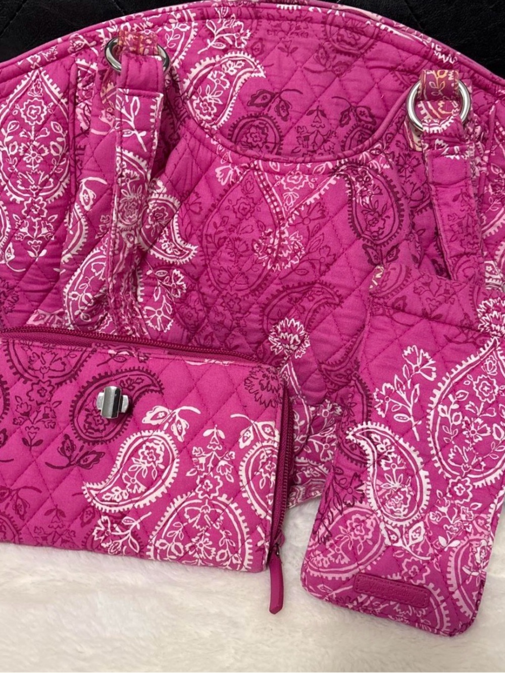 Vera Bradley Quilted Fuchsia Paisley Tote Bag